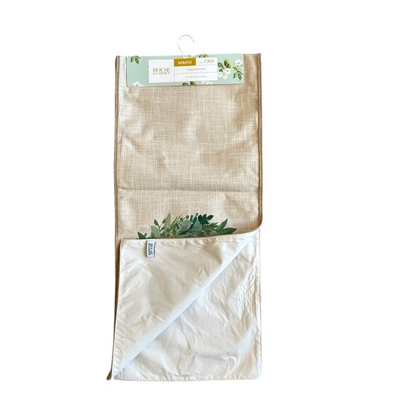 House & Garden Floral Bunny Rabbit Table Runner 16x90 Spring Easter Beige New - Picture 6 of 9
